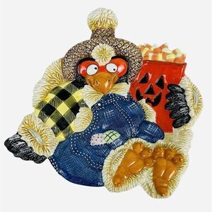 Fitz and Floyd Scary Crow Canape Plate Original Box Discontinued Halloween Fall